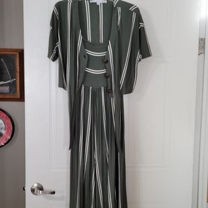 Green jumpsuit with tie top